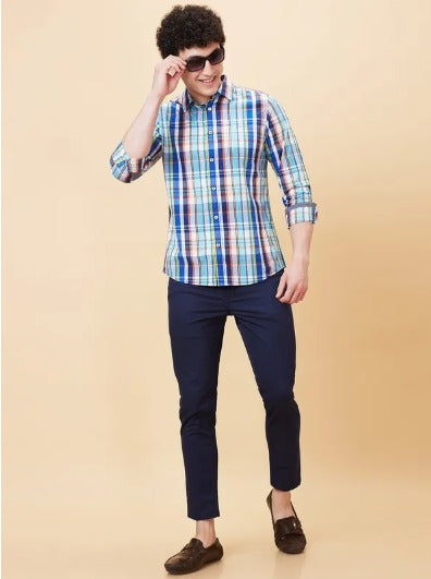 BLUE CHECKERED BUTTONDOWN SHIRT