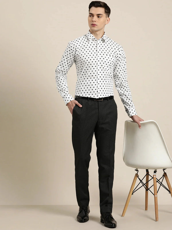 WHITE POLKA DOT BUTTONDOWN SHIRT